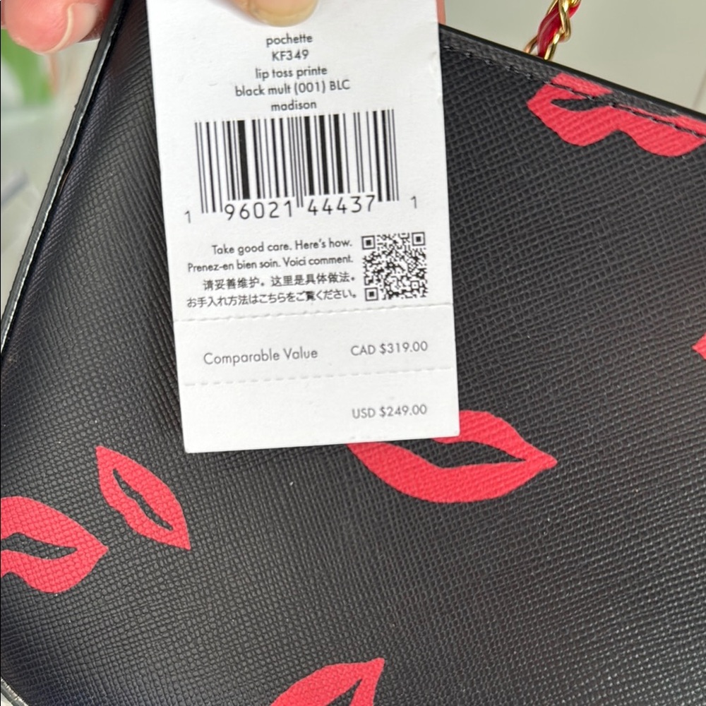 Kate Spade Black and Red Crossbody Bag with Lip Print NWT - Picture 3 of 5